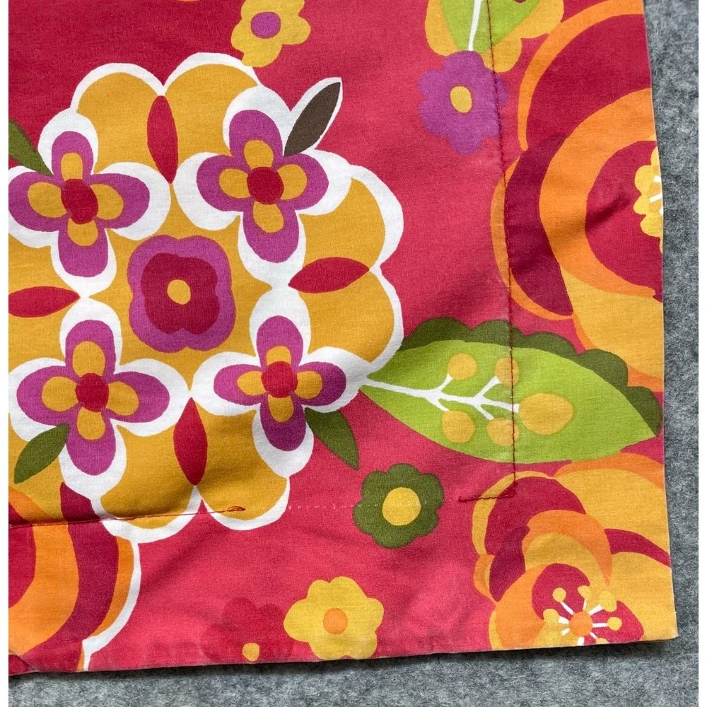 Pottery Barn Floral Mod Retro Standard Sham Red Orange Green